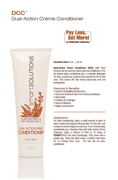 smartSOLUTIONS Dual-Action Creme Conditioner, 32 oz | | Sulfate, Paraben & Sodium Chloride Free | Color Safe & Chemically Treated Hair Safe