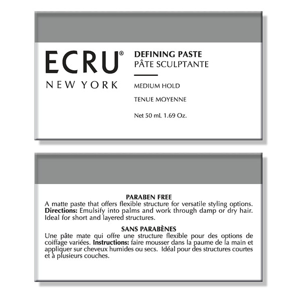 ECRU NEW YORK Defining Paste 1.69oz, Medium Hold Mens Styling Balm and Pomade for Short to Mid Length Hair