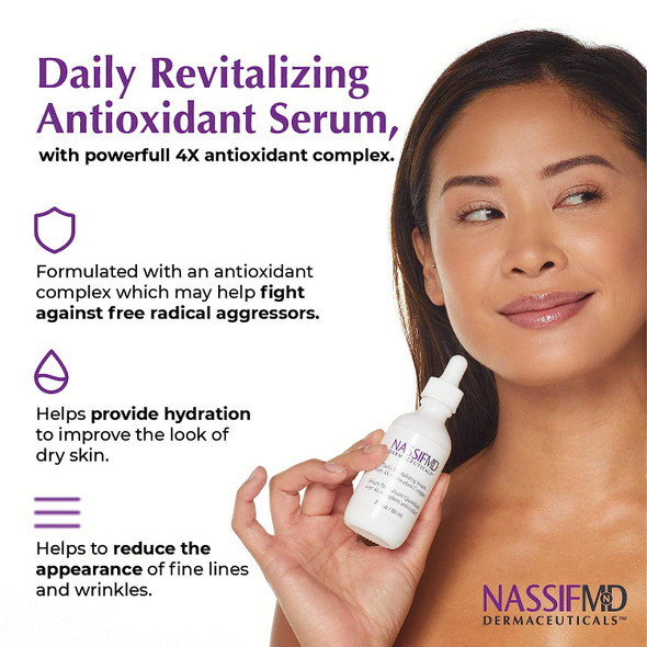 NassifMD Antioxidant Serum with 4x Antioxidant Complex | Vitamin C Serum For Face With Ectoin, and Mineral Salts to Improve Look of Fine Lines