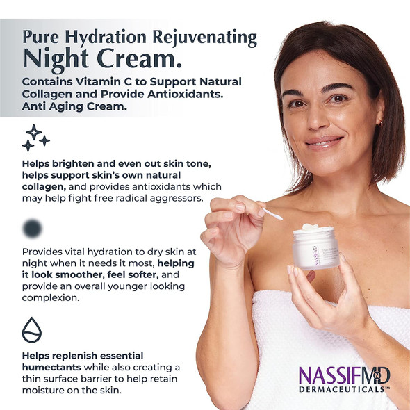 NassifMD Pure Hydration Rejuvenating Night Cream with Vitamin C to support Natural Collagen and provide Antioxidants | Anti Aging CreamÂ (1.7oz)