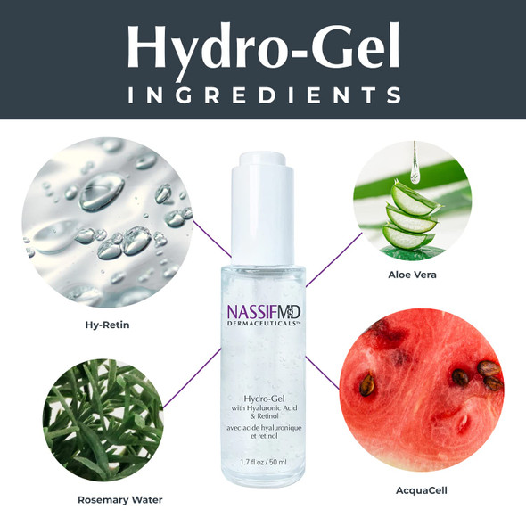 NASSIFMD Hydro-Gel with Hyaluronic Acid Serum Retinol Serum for Face, Salicylic Acid Serum Brightening Hydrating and Anti Aging Face Serum, Hydrating Face Care Retinol Facial Serum, Hyaluronic Serum