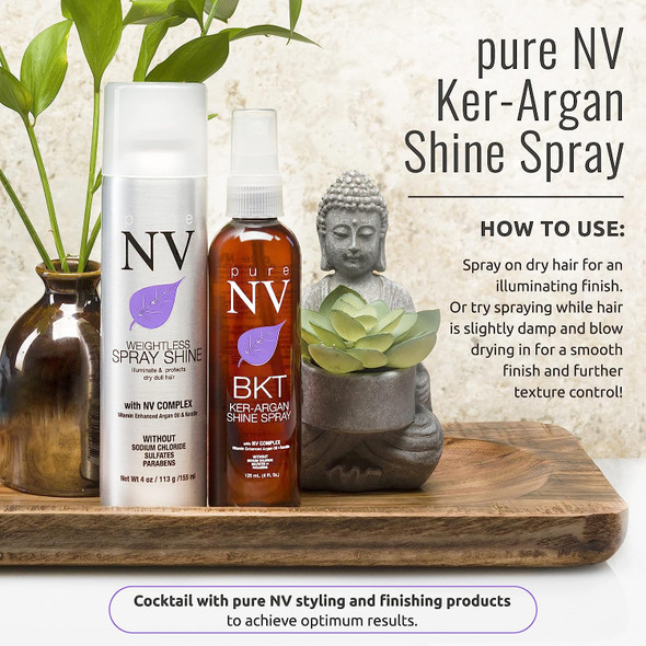 Pure NV Ker-Argan Shine Spray | Enriched with Natural Vitamins, Botanicals, Keratin, Collagen & Argan Oil | Smooths & Shines | Repairs & Rejuvenates | Adds Thermal Protection | Non-Aerosol 4 oz