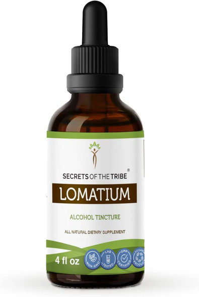 Secrets of the Tribe Lomatium Tincture Alcohol Extract, High-Potency Herbal Drops, Tincture Made from Responsibly farmed Lomatium Lomatium Dissectum Immune System Health 4 oz