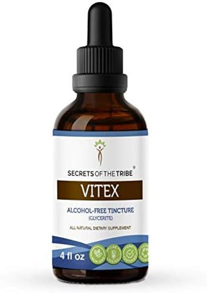 Secrets of the Tribe Vitex Tincture Alcohol-Free Extract, Vitex (Chaste Tree, Vitex Agnus-Castus) Dried Berry Tincture Supplement (4 FL OZ)