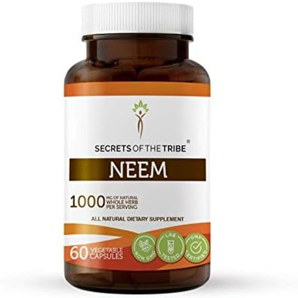 Secrets of the Tribe Neem 60 Capsules, 1000 mg, Neem (Azadirachta Indica) Dried Leaf (60 Capsules)