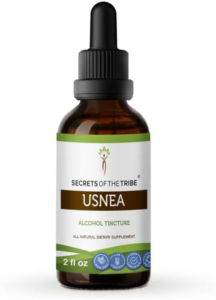 Secrets of the Tribe Usnea Tincture Alcohol Extract, High-Potency Herbal Drops, Tincture Made from Usnea barbata Immunity Support 2 oz