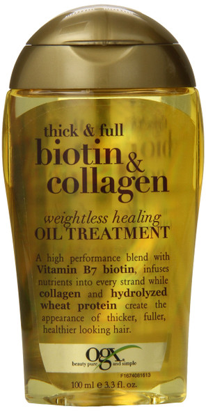 OGX Thick & Full Biotin & Collagen Wightless Healing Oil Treatment, 3.3 Ounce