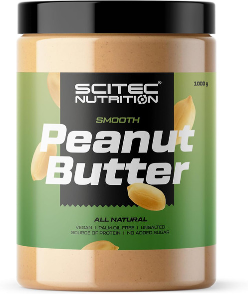 Scitec Nutrition Peanut Butter – Palm Oil Free – Vegan – Low Salt – Protein Source – Low Sugar – Natural Energy Boost 1 kg Smooth