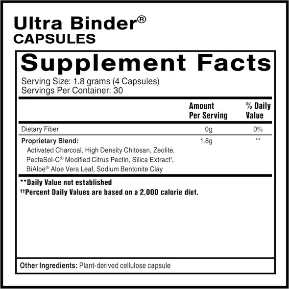 Quicksilver Scientific Ultra Binder Capsules Activated Charcoal Bentonite Clay Gut Health Supplement for Detox and Digestive Health  Active Cleansing Support Powder 120 Capsules