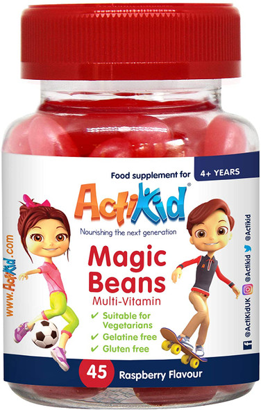 ActiKid Magic Beans Multi-Vitamin, Raspberry - 45 gummies