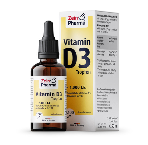 Zein Pharma Vitamin D3 Drops, 1000 IU - 50 ml.