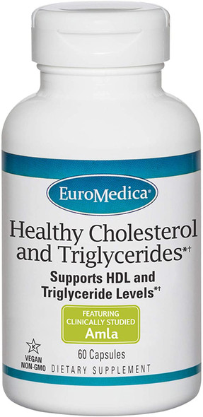 Euromedica Healthy Cholesterol And Triglycerides - 60 Capsules - Clinically Studied Amla - Supports Healthy Hdl & Triglyceride Levels - Non-Gmo, Vegan, Kosher - 30 Servings