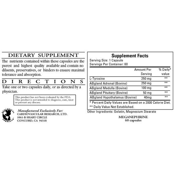 Meganephrine 60 Capsules - 3 Pack - Ecological Formulas/Cardiovascular Research