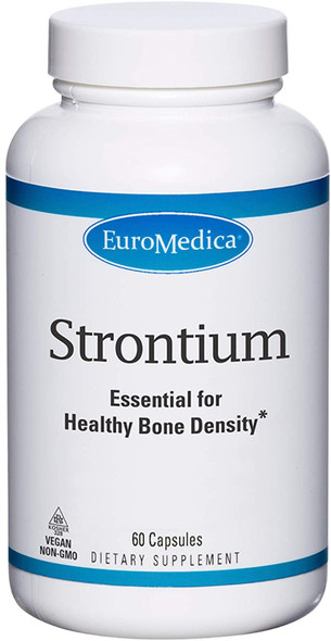 Euromedica Strontium - 60 Capsules - Key Mineral For Bone Health - Supports Bone Formation, Strength & Density - Non-Gmo, Vegan, Kosher - 30 Servings