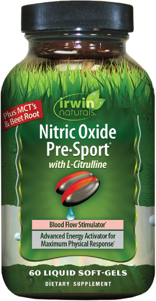 Irwin Naturals Nitric Oxide Pre-Sport - Pre-Workout Booster with L-Citrulline - 60 Liquid Softgels