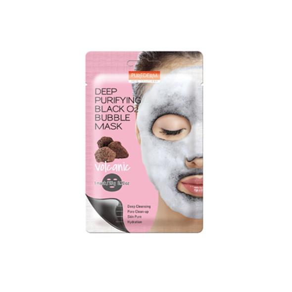 PUREDERM Deep Purifying Black O2 Bubble Mask Volcanic 20g