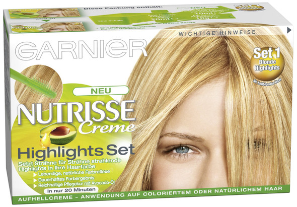 Garnier Nutrisse Creme Highlights Set 1+ for Light Highlights / Make Your Own Set for Blonde or Brown Hair (with Avocado Oil) 3 Pieces