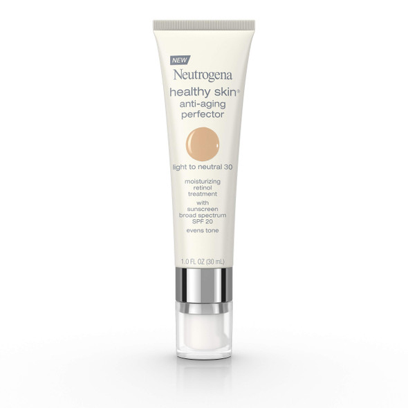 Neutrogena Healthy Skin Anti-Aging Perfector Tinted Facial Moisturizer and Retinol Treatment with Broad Spectrum SPF 20 Sunscreen with Titanium Dioxide, 30 Light to Neutral, 1 fl. oz