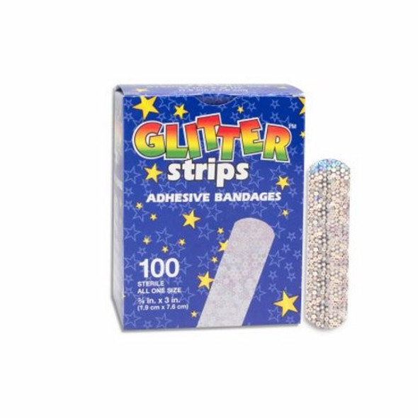 Adhesive Strip Glitter Stat Strip Kid Design (Glitter) 100 Count By Dukal