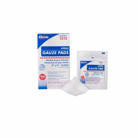 Gauze Sponge Dukal Cotton 12-Ply 2 X 2 Inch Square Sterile Case of 2400 By Dukal