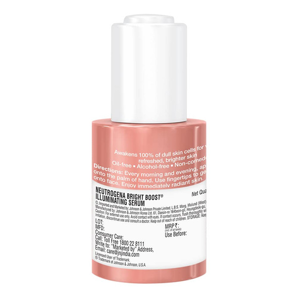 Neutrogena Bright Boost Illuminating Face Serum with Neoglucosamine and  Turmeric Extract for Even Skin Tone Resurfacing Serum for Face to Reduce Dark Spots and  Hyperpigmentation 1 Fl Oz