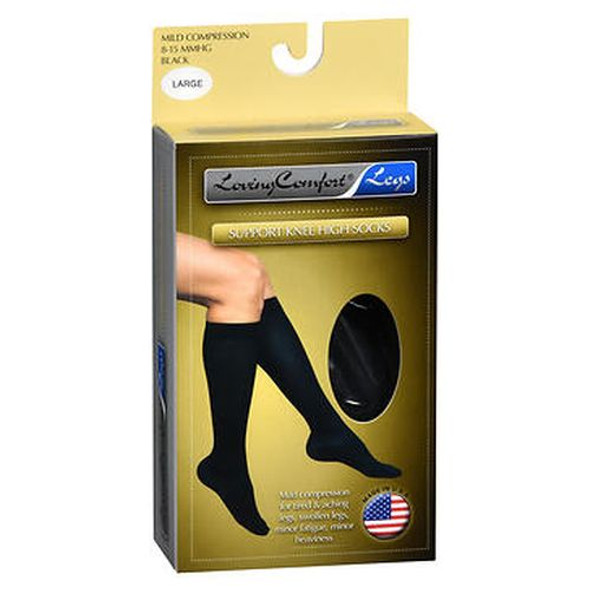 Loving Comfort Support Knee High Socks Mild Compression Large Black 1 Each By Loving Comfort