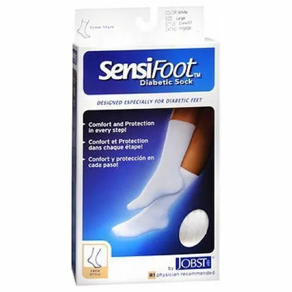 Jobst Sensifoot Mens And Womens Crew Style Diabetic White Socks Small each By Jobst