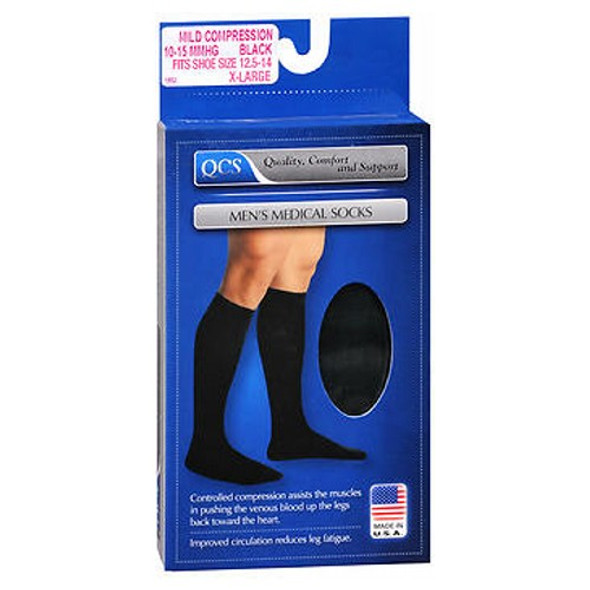 QCS Men's Medical Socks Mild Black Extra Large 1 Pair By Scott Specialties