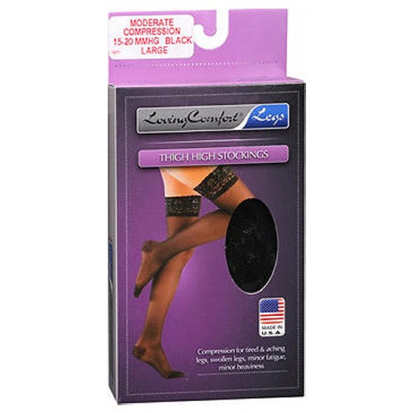 Scott Specialties Stockings Thigh-High 10-20 LCE BLACK, KPP LARGE 1 each By Scott Specialties