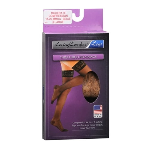Scott Specialties Stockings Thigh-High 10-20 LCE BEIGE KPP, LARGE 1 each By Scott Specialties