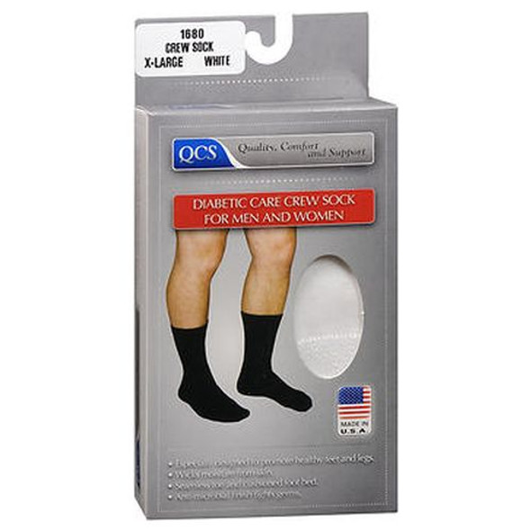 Qcs Diabetic Care Crew Socks For Men And Women X-Large White 1 Each By Scott Specialties
