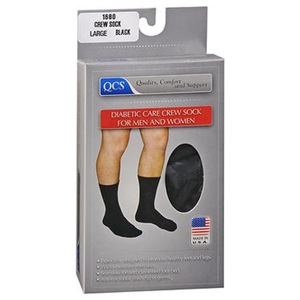Qcs Diabetic Care Crew Socks For Men And Women Black Medium 1 Each By Scott Specialties