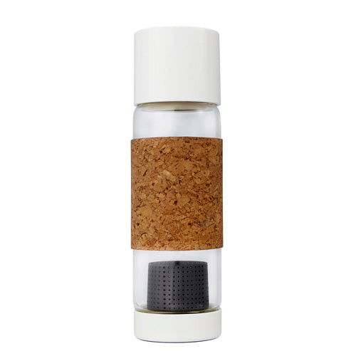 Glass Bottle with Tea Infuser & Cork Sleeve Early Gray 19 oz By Full Circle Home