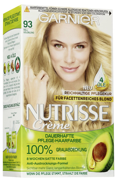Garnier Nutrisse Cream permanent hair colour dye, amber blonde, 9.34 (with 3 nourishing oils) - pack of 3