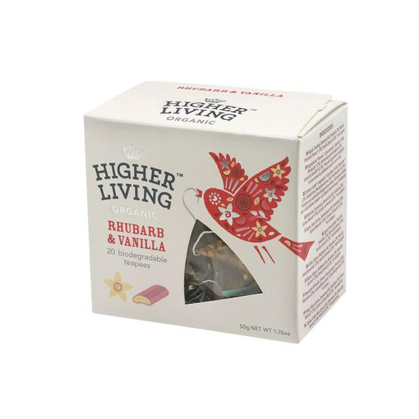Higher Living Rhubarb and Vanilla Infusion - 20 Biodegradable Teapees