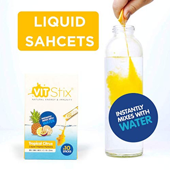 Vit Stix Immunity Boosting Vitamin Drink Vitamins C D Zinc B5 B6 B12 Tropical Citrus 10 Drinks