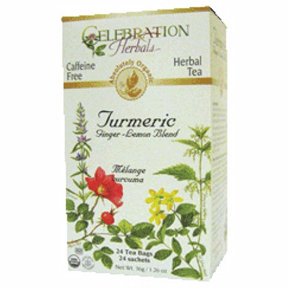 Organic Turmeric Ginger Lemon Tea 24 Bags By Celebration Herbals