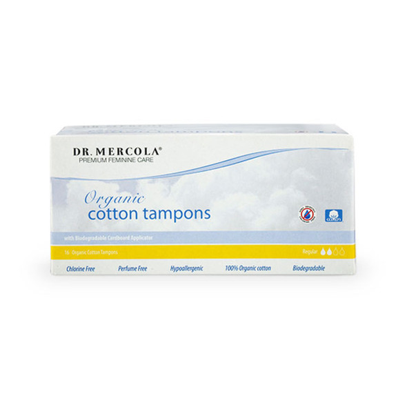 Dr Mercola Organic Cotton Tampons Regular - 16 x Units