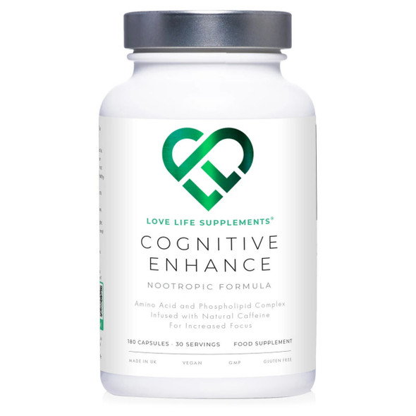 Love Life Supplements Cognitive Enhance Nootropic with Caffeine - 180 capsules