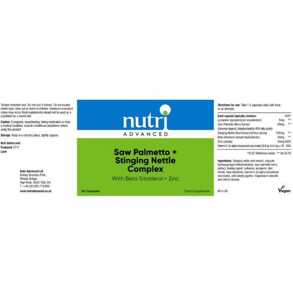 Nutri Advanced Saw Palmetto & Stinging Nettle Complex - 60 capsules