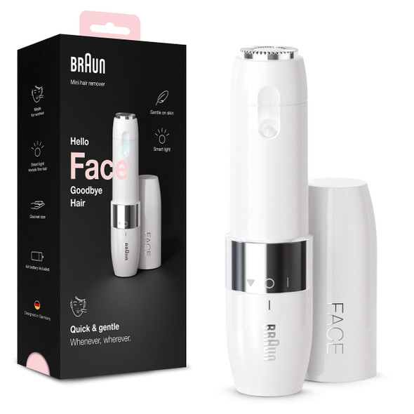 Braun Face Mini Hair Remover FS1000, Electric Facial Hair Removal for Women, White