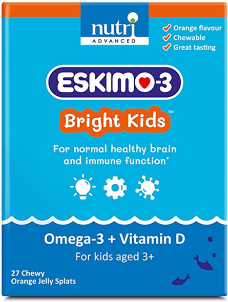 Eskimo-3 Bright Kids Orange Jelly Splats (Omega-3 + Vitamin D) - 27 chewy
