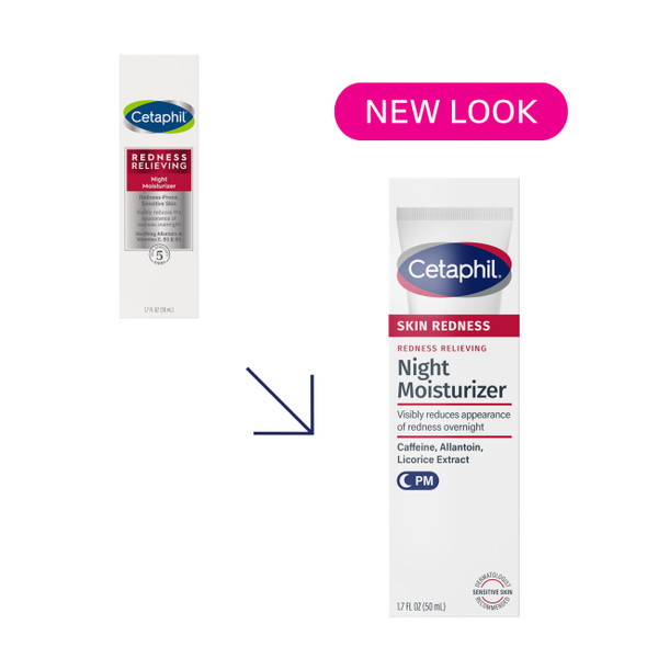 Cetaphil Night Cream Redness Relieving Night Moisturizer for Face 1.7 fl oz, For Dry Redness Prone Skin Hypoallergenic Fragrance Free