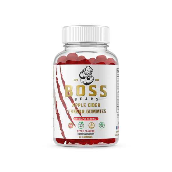 Boss Bears Apple Cider Vinegar Gummies, Chewy Apple Flavor, Increases Energy, Boost Skin Health, Full Gram of ACV per Serving, Gluten Free, Supports Healthy Gut and Heart (30 Servings, Apple Flavor)