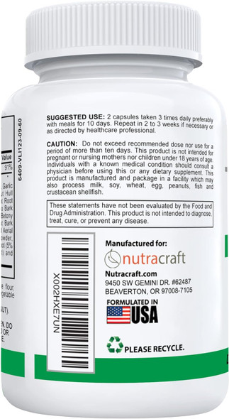 Nutracraft Paracel Intestinal Guard | Intestinal Cleanse for Humans | Wormwood, Black Walnut, Clove, PAU D’Arco, Echinacea, Goldenseal | 60 Non-GMO Capsules