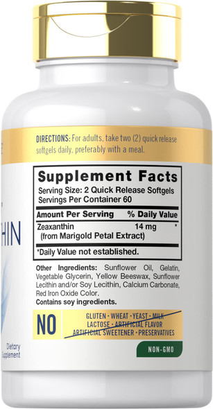 Carlyle Zeaxanthin 14 Mg | 120 Softgels | Supports Eye Health | Non-Gmo, Gluten Free Supplement