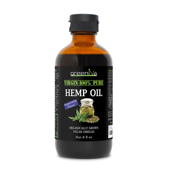 Greenive - Hemp Oil - Vegan Omegas - Cold Pressed - (8Oz Peppermint)