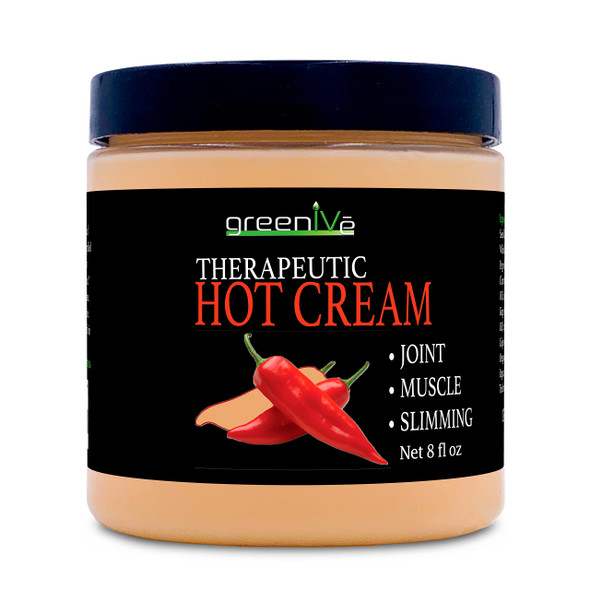 Greenive - Hot Cream - Anti Cellulite Cream - Hot & Cold Sensation - (8 Ounce Jar)
