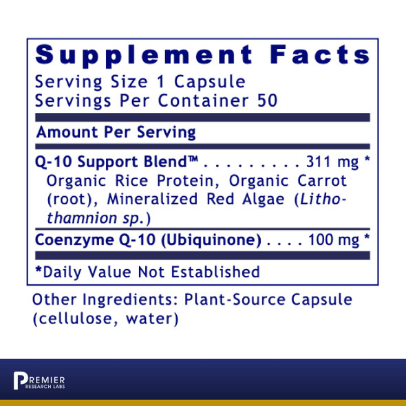 Premier Research Labs Coq-10 Premier - Heart, Nerve, Brain & Immune Support - Q-10 Blend With Rice Protein, Carrot & Red Algae