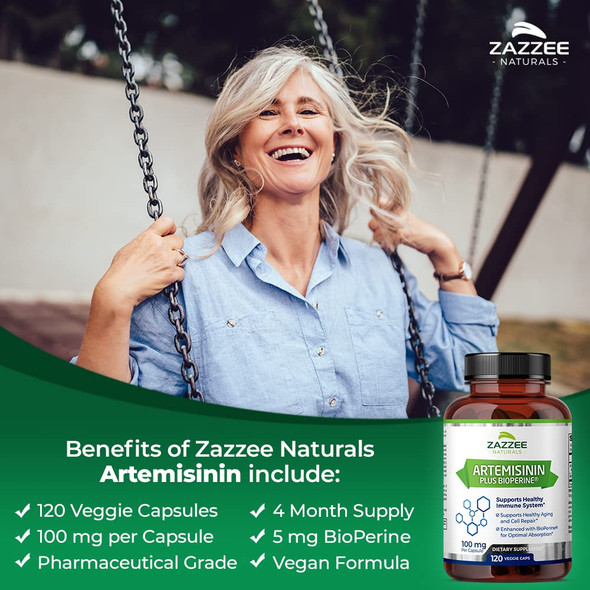 Zazzee High Absorption Artemisinin, 100 Mg Per Capsule, 120 Vegan Capsules, With 5 Mg Bioperine For Maximum Absorption, Sweet